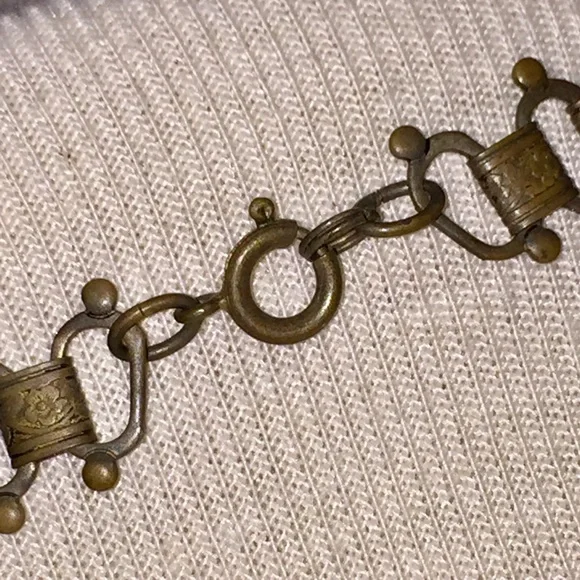 Antique Victorian Brass Filigree Ball Book Link Chain Necklace - Picture 7 of 17